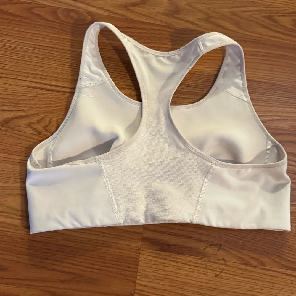 Nike Training Swoosh Classic Cream Black Sports Bra Racerback Size L - Picture 3 of 3